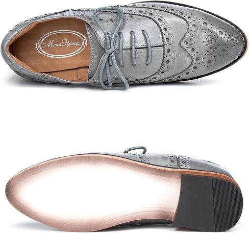 Mona flying Women's Leather Perforated Lace-up Oxfords Brogue Wingtip Shoes for Ladies Women in Saudi Arabia