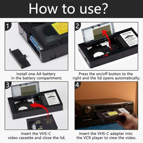 VHS Cassette Adapter, Camcorders SVHS VHS-C to VHS, Motorized VHS Cassette Converter (Not Compatible with 8mm / MiniDV / Hi8) in Kuwait