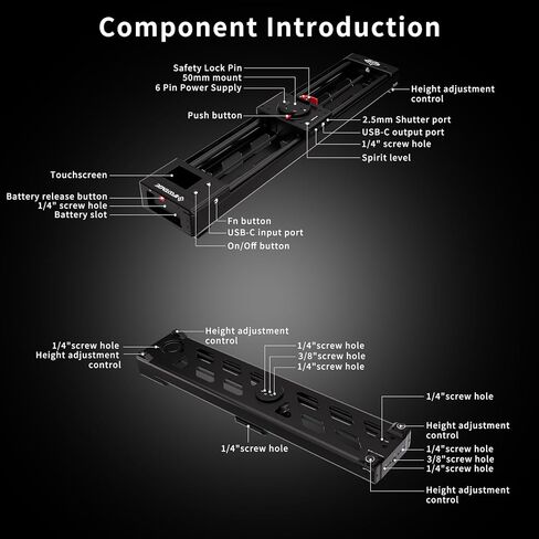 IFOOTAGE Shark Slider Nano II 660, 17'' Multi Axis Motorized Camera Slider, APP/IPS Control Slider Dolly Rail, Payload 15.4lbs, Compatible with DJI Stabilizer, Cameras, Fluid Heads in Saudi Arabia