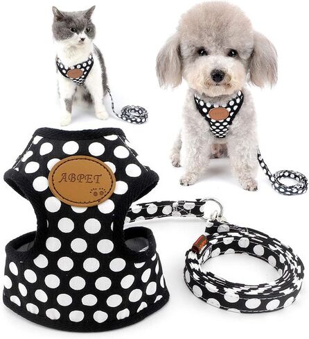 SELMAI Small Dog Harness Vest Leash Set Polka Dot/Camo Mesh Padded No Pull Leads for Puppy Pet Cat (Small (Pack of 1), Red) in Saudi Arabia