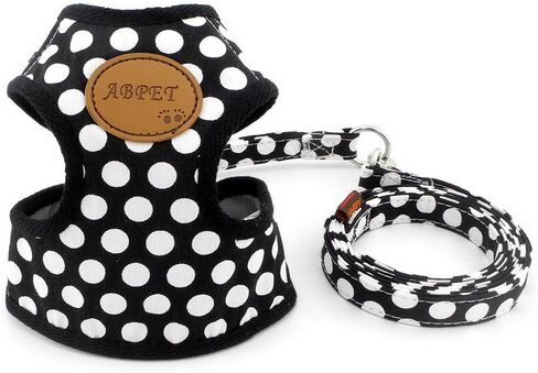 SELMAI Small Dog Harness Vest Leash Set Polka Dot/Camo Mesh Padded No Pull Leads for Puppy Pet Cat (Small (Pack of 1), Red) in Saudi Arabia