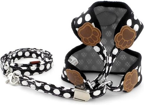 SELMAI Small Dog Harness Vest Leash Set Polka Dot/Camo Mesh Padded No Pull Leads for Puppy Pet Cat (Small (Pack of 1), Red) in Saudi Arabia