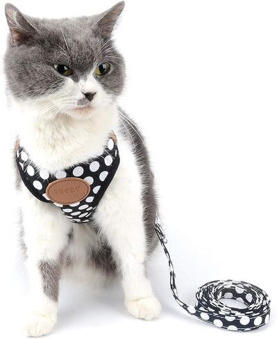 SELMAI Small Dog Harness Vest Leash Set Polka Dot/Camo Mesh Padded No Pull Leads for Puppy Pet Cat (Small (Pack of 1), Red) in Saudi Arabia