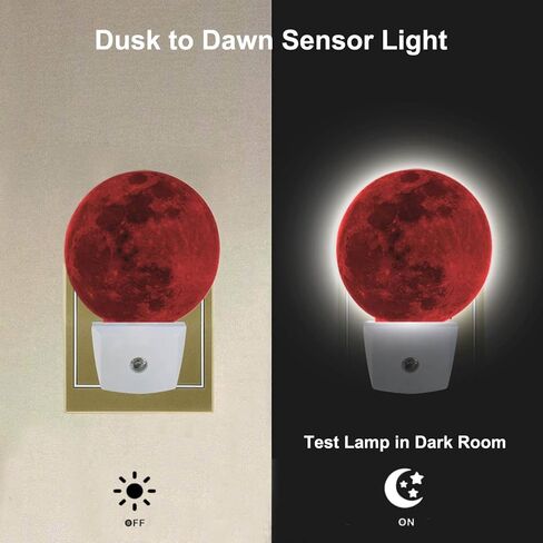 Blood Moon Lamp A Red Full Moon Night Light Plug into Wall Auto Sensor Plug in Night Lights Auto LED Lamp Energy Saving Round Lights for Boys Girls Men Women in Kuwait