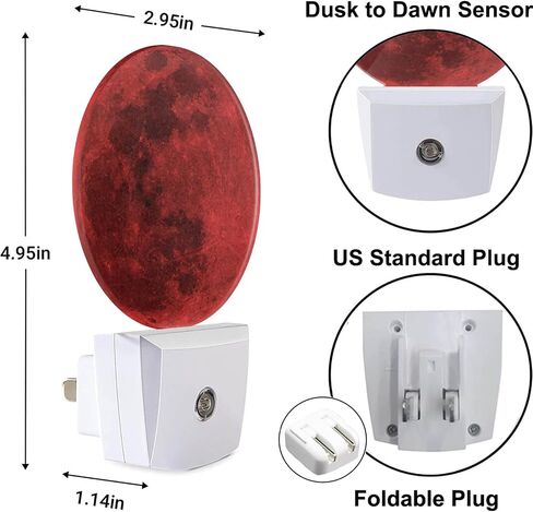 Blood Moon Lamp A Red Full Moon Night Light Plug into Wall Auto Sensor Plug in Night Lights Auto LED Lamp Energy Saving Round Lights for Boys Girls Men Women in Kuwait