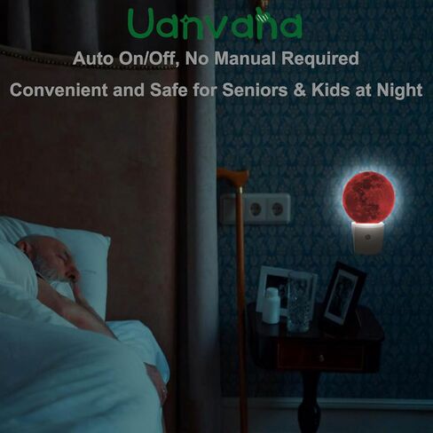 Blood Moon Lamp A Red Full Moon Night Light Plug into Wall Auto Sensor Plug in Night Lights Auto LED Lamp Energy Saving Round Lights for Boys Girls Men Women in Kuwait