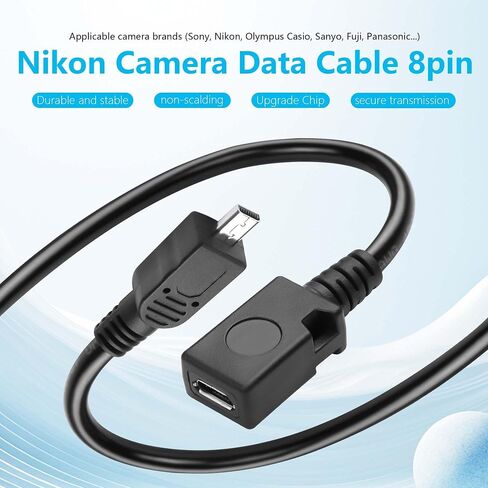 GINTOOYUN 2 PCS Mini 8-Pin to Micro Data Cable Mini 8-Pin Male to Micro Female Camera Data Cable for Cameras,Laptops,Mobile Phones,Desktop Computers,etc(11.81 Inch) (Micro) in Kuwait