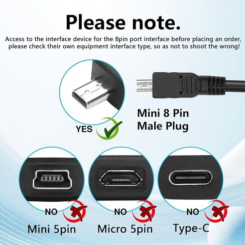 GINTOOYUN 2 PCS Mini 8-Pin to Micro Data Cable Mini 8-Pin Male to Micro Female Camera Data Cable for Cameras,Laptops,Mobile Phones,Desktop Computers,etc(11.81 Inch) (Micro) in Kuwait