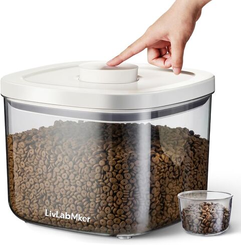 Dog food storage container with Pop Lid,Dry Pet Food storage bin,Dog Treat Container with Measuring Cup,12Lbs/200oz/10.5 Qt/10kg/11.2L in Saudi Arabia