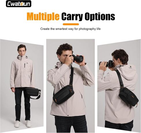 حقيبة كتف صغيرة للكاميرا من Cwatcun، حقيبة كتف للكاميرا المدمجة DSLR، محفظة حقيبة التصوير الفوتوغرافي لكاميرات Canon Nikon Sony Fuji DSLR/SLR/عديمة المرآة in Kuwait