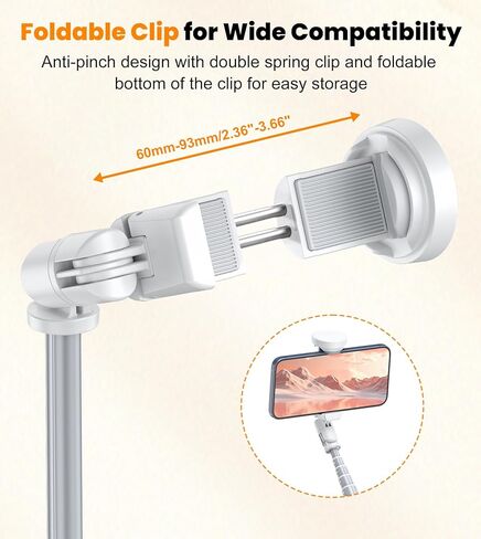 حامل ثلاثي تلقائي TONEOF مقاس 66 بوصة، حامل ثلاثي للهاتف يفتح تلقائيًا مع جهاز تحكم مغناطيسي قابل لإعادة الشحن، حامل ثلاثي القوائم لعصا سيلفي 360 درجة عموديًا وأفقيًا قابل للدوران، حامل ثلاثي ثابت للسفر لهاتف iPhone/Android (أبيض) in Kuwait