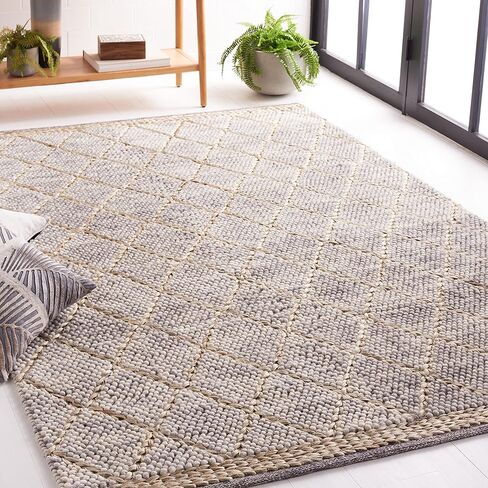سجادة SAFAVIEH Madison Collection - 2'2" x 14'، أزرق ورمادي، تصميم تجريدي بوهو حديث، لا يتساقط ويسهل العناية به، مثالي للمناطق ذات الحركة المرورية العالية في غرفة المعيشة وغرفة النوم (MAD440M) in Saudi Arabia