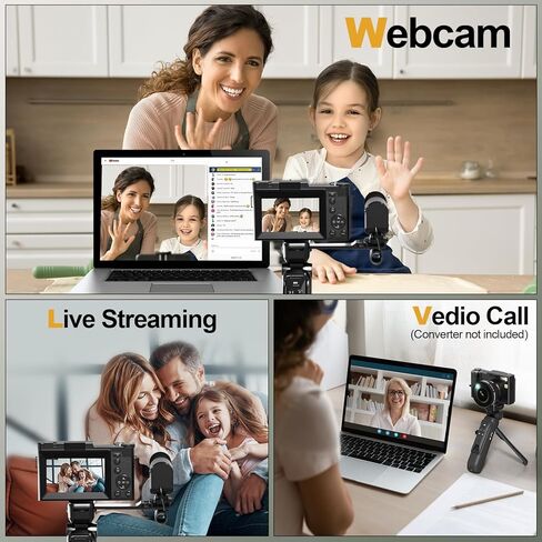 كاميرا رقمية بدقة 4K مع مجموعة ملحقات Creator، وكاميرا فيديو/مدونات فيديو بدقة 48 ميجابكسل لمدوني الفيديو، وكاميرات شاشة قلابة للتركيز التلقائي للتصوير الفوتوغرافي، وقبضة حامل ثلاثي القوائم، وزاوية واسعة وعدسة ماكرو، وميكروفون، وبطاريات-V01 in Kuwait