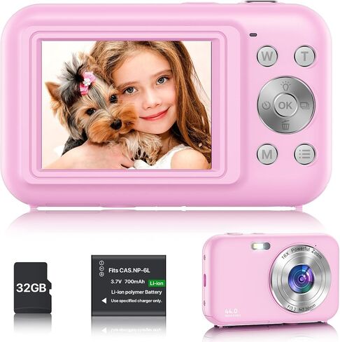 Digital Camera with 32G Card, 1080P Kid Camera 44MP HD Digital Camera Cheap Compact Digital Camera Photo Camera with 2.4" Screen 16X Digital Zoom and 1 Battery for Girls, Boys, Beginner in Saudi Arabia