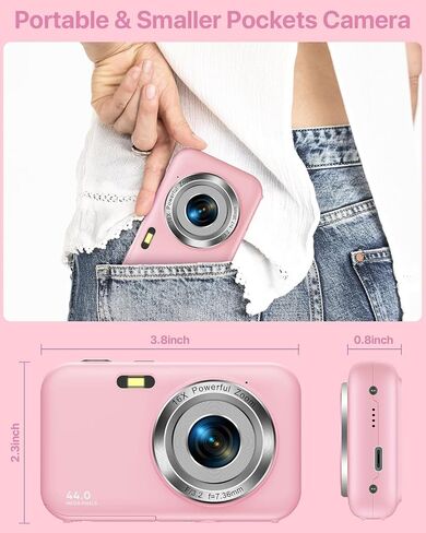 Digital Camera with 32G Card, 1080P Kid Camera 44MP HD Digital Camera Cheap Compact Digital Camera Photo Camera with 2.4" Screen 16X Digital Zoom and 1 Battery for Girls, Boys, Beginner in Saudi Arabia
