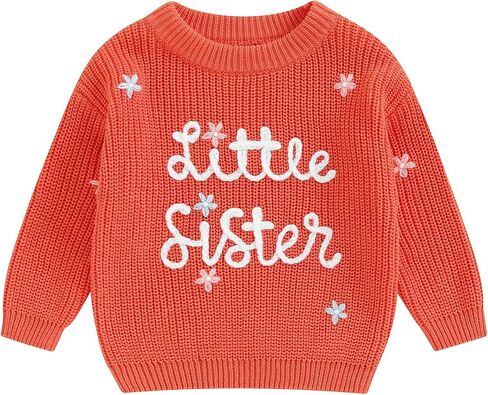 Toddler Baby Girl Boy Long Sleeve Knit Sweater Brothers Sisters Letter Embroidery Round Neck Pullover Fall Winter Tops in Saudi Arabia