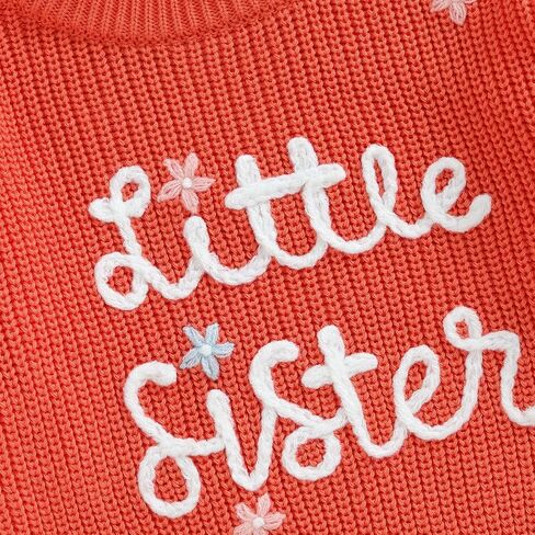 Toddler Baby Girl Boy Long Sleeve Knit Sweater Brothers Sisters Letter Embroidery Round Neck Pullover Fall Winter Tops in Saudi Arabia