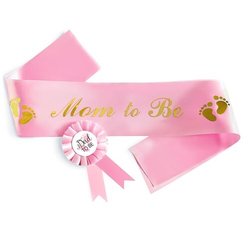 زينة استحمام الطفل من Mom to Be Sash أوشحة خيش محايدة من Dad to Be Pin - وشاح استحمام ريفي للأطفال للأم والأب ليكون وشاحًا لاستحمام الطفل - وشاح الأم تو بي محايد يكشف عن الجنس in Saudi Arabia