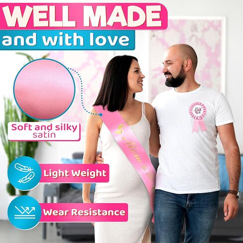 زينة استحمام الطفل من Mom to Be Sash أوشحة خيش محايدة من Dad to Be Pin - وشاح استحمام ريفي للأطفال للأم والأب ليكون وشاحًا لاستحمام الطفل - وشاح الأم تو بي محايد يكشف عن الجنس in Saudi Arabia