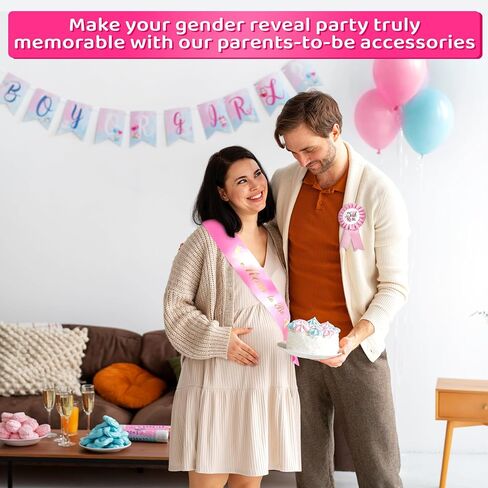 زينة استحمام الطفل من Mom to Be Sash أوشحة خيش محايدة من Dad to Be Pin - وشاح استحمام ريفي للأطفال للأم والأب ليكون وشاحًا لاستحمام الطفل - وشاح الأم تو بي محايد يكشف عن الجنس in Saudi Arabia