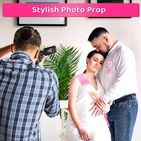زينة استحمام الطفل من Mom to Be Sash أوشحة خيش محايدة من Dad to Be Pin - وشاح استحمام ريفي للأطفال للأم والأب ليكون وشاحًا لاستحمام الطفل - وشاح الأم تو بي محايد يكشف عن الجنس in Saudi Arabia