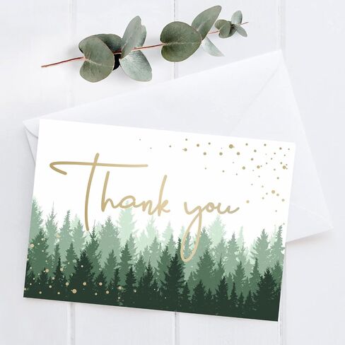 Thank You Cards with Envelopes | 48 Gold Foil Forest Nature Wedding Thank You Cards | Baby Shower Thank You Cards | Bridal Shower, Rustic Woodland Thank You Notes with Envelopes Set | 4x6 Inches in Saudi Arabia