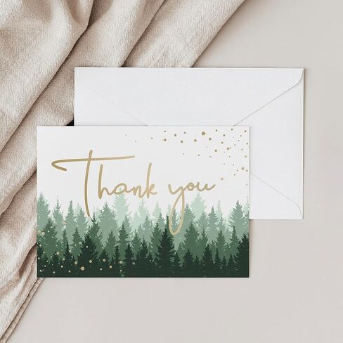 Thank You Cards with Envelopes | 48 Gold Foil Forest Nature Wedding Thank You Cards | Baby Shower Thank You Cards | Bridal Shower, Rustic Woodland Thank You Notes with Envelopes Set | 4x6 Inches in Saudi Arabia