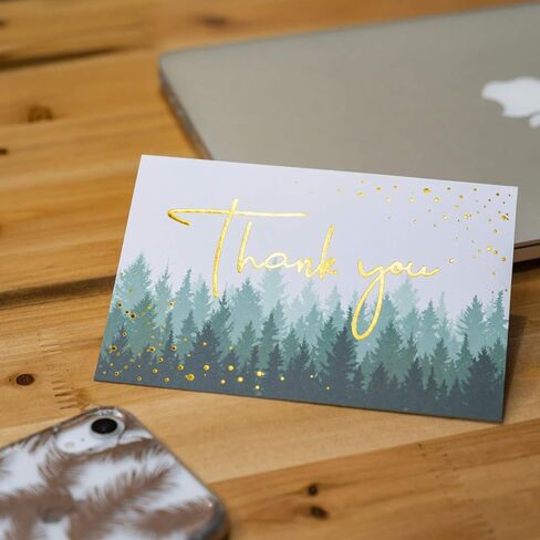 Thank You Cards with Envelopes | 48 Gold Foil Forest Nature Wedding Thank You Cards | Baby Shower Thank You Cards | Bridal Shower, Rustic Woodland Thank You Notes with Envelopes Set | 4x6 Inches in Saudi Arabia