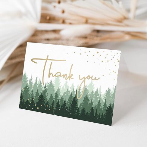 Thank You Cards with Envelopes | 48 Gold Foil Forest Nature Wedding Thank You Cards | Baby Shower Thank You Cards | Bridal Shower, Rustic Woodland Thank You Notes with Envelopes Set | 4x6 Inches in Saudi Arabia