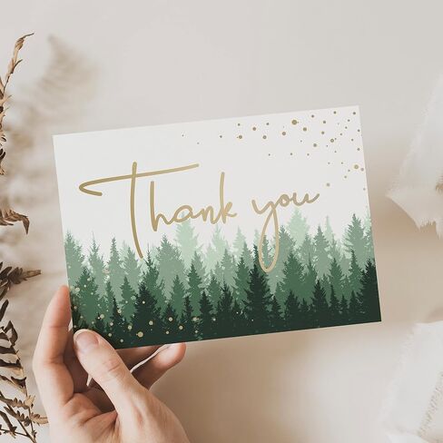Thank You Cards with Envelopes | 48 Gold Foil Forest Nature Wedding Thank You Cards | Baby Shower Thank You Cards | Bridal Shower, Rustic Woodland Thank You Notes with Envelopes Set | 4x6 Inches in Saudi Arabia