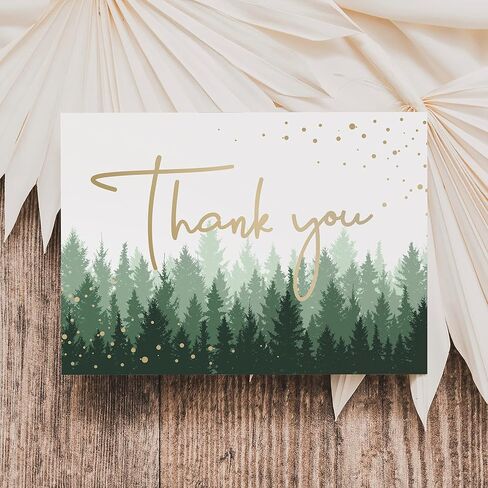 Thank You Cards with Envelopes | 48 Gold Foil Forest Nature Wedding Thank You Cards | Baby Shower Thank You Cards | Bridal Shower, Rustic Woodland Thank You Notes with Envelopes Set | 4x6 Inches in Saudi Arabia