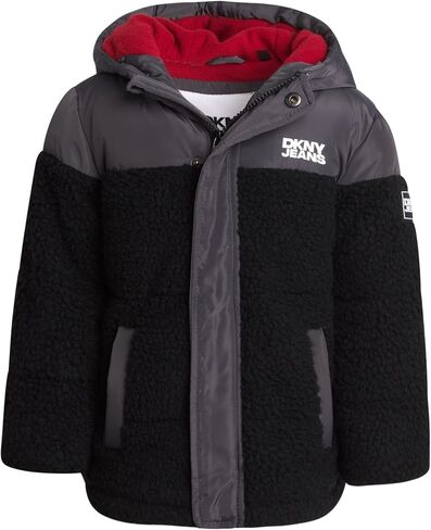 DKNY Toddler Boys Jacket - Heavyweight Polar Fleece Lined Sherpa Layette Bubble Puffer Jacket - Infant Winter Jacket (12M-4T) in Saudi Arabia