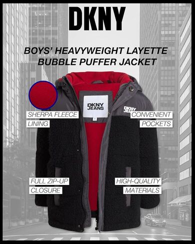 DKNY Toddler Boys Jacket - Heavyweight Polar Fleece Lined Sherpa Layette Bubble Puffer Jacket - Infant Winter Jacket (12M-4T) in Saudi Arabia