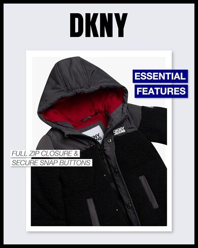 DKNY Toddler Boys Jacket - Heavyweight Polar Fleece Lined Sherpa Layette Bubble Puffer Jacket - Infant Winter Jacket (12M-4T) in Saudi Arabia