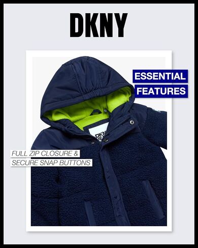 DKNY Toddler Boys Jacket - Heavyweight Polar Fleece Lined Sherpa Layette Bubble Puffer Jacket - Infant Winter Jacket (12M-4T) in Saudi Arabia