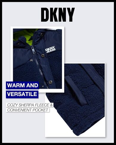 DKNY Toddler Boys Jacket - Heavyweight Polar Fleece Lined Sherpa Layette Bubble Puffer Jacket - Infant Winter Jacket (12M-4T) in Saudi Arabia