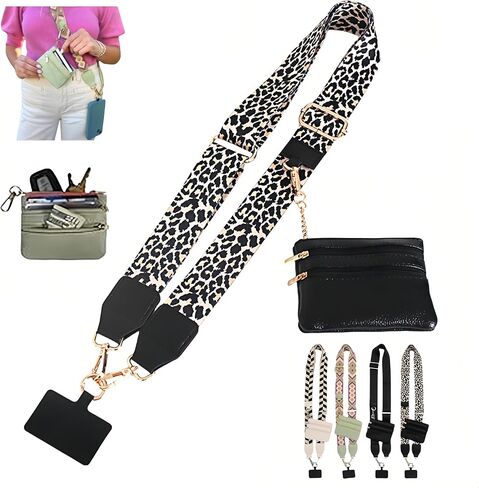 Clip and Go Strap for Phone with Wallet Crossbody, Clip & Go Strap with Pouch for Cell Phone, Cross Body Phone String with Zipper Wallet Pouch, Adjustable Phone Strap Crossbody & Lanyard (4PC) in Saudi Arabia