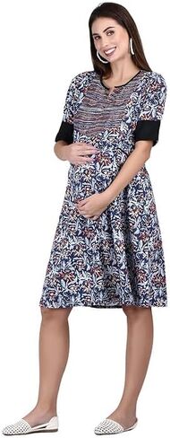 فستان الحمل للسيدات من Oriri™ مصنوع من القطن برقبة دائرية مع سحاب (Maternity_Kurti-1) in Saudi Arabia