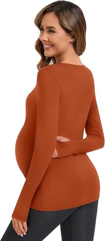 3 Pack Women's Long Sleeve Maternity Shirts with Thumbhole, Crew Neck Pregnancy Yoga Tunic Tops Soft Basic Mama Tee in Kuwait
