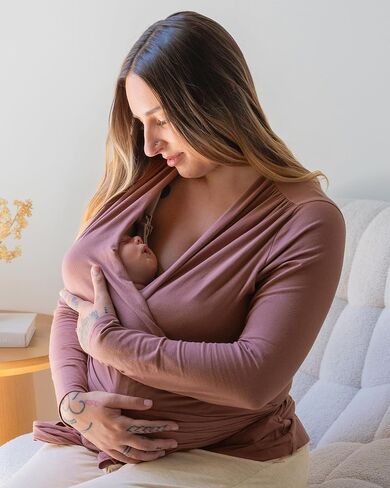 Kindred Bravely Organic Cotton Skin to Skin Long Sleeve Wrap Top | Kangaroo Shirt, Nursing Top in Kuwait
