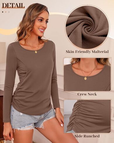 Ficerd 3 Pack Women's Maternity Tops Nursing Shirts for Breastfeeding Long Sleeves Double Layer Pregnancy Clothes in Saudi Arabia