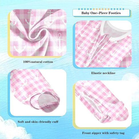 Dussdil Baby One-Piece Footies Newborn Rompers Pajamas Cotton Footed Pjs for Sleep Play Boys Girls in Kuwait