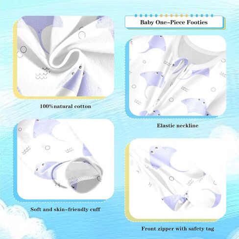 Dussdil Baby One-Piece Footies Newborn Rompers Pajamas Cotton Footed Pjs for Sleep Play Boys Girls in Kuwait