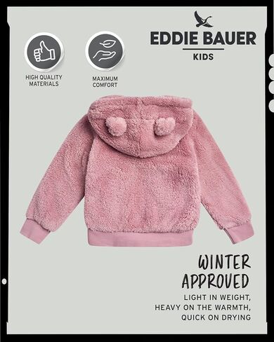 سترة بغطاء للرأس بسحاب للأطفال الصغار من Eddie Bauer - سترة بغطاء للرأس من صوف الشيربا فائق النعومة للأطفال الصغار من الأولاد والبنات (2T-4T) in Saudi Arabia