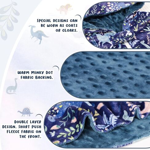 المعطف مقعد السيارة للأطفال من Pea Pod، معطف بغطاء للرأس لمقعد السيارة، طبقة مزدوجة دافئة من المنكي عباءة الربيع والخريف والشتاء للأطفال الصغار، عباءة بغطاء للرأس للفتيات من عمر 0-4 سنوات، ديناصور لطيف in Kuwait