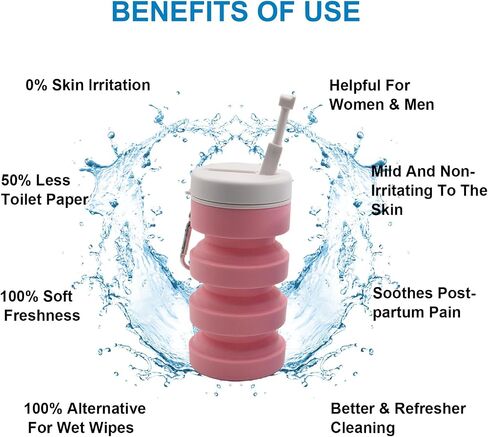 Collapsible Handheld Portable Bidet With Retractable and Angle-Adjustable Nozzle,Hook,300ML,Silicone Peri Bottle For Personal Hygiene Cleaning,Outdoors Camping & Travel,Bidet Sprayer for Women Men 1Pc in Saudi Arabia