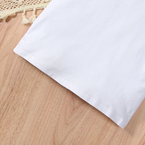 Kids Baby Girl Long Sleeve Collar Shirt Toddler White Blouse Puff Short Sleeve T-Shirt Solid Color Basic Top Bottom in Saudi Arabia