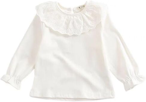 12M-6Y Baby Girls Long Sleeves Solid Color Doll Collar T-Shirt Blouse Toddler Kids Basic Pullover Bottom Tops in Saudi Arabia