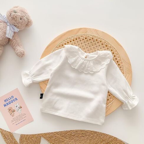 12M-6Y Baby Girls Long Sleeves Solid Color Doll Collar T-Shirt Blouse Toddler Kids Basic Pullover Bottom Tops in Saudi Arabia