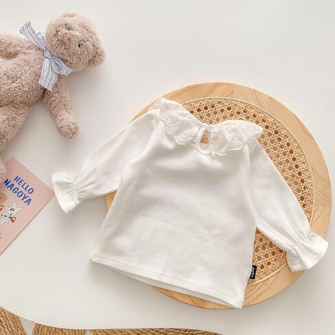 12M-6Y Baby Girls Long Sleeves Solid Color Doll Collar T-Shirt Blouse Toddler Kids Basic Pullover Bottom Tops in Saudi Arabia